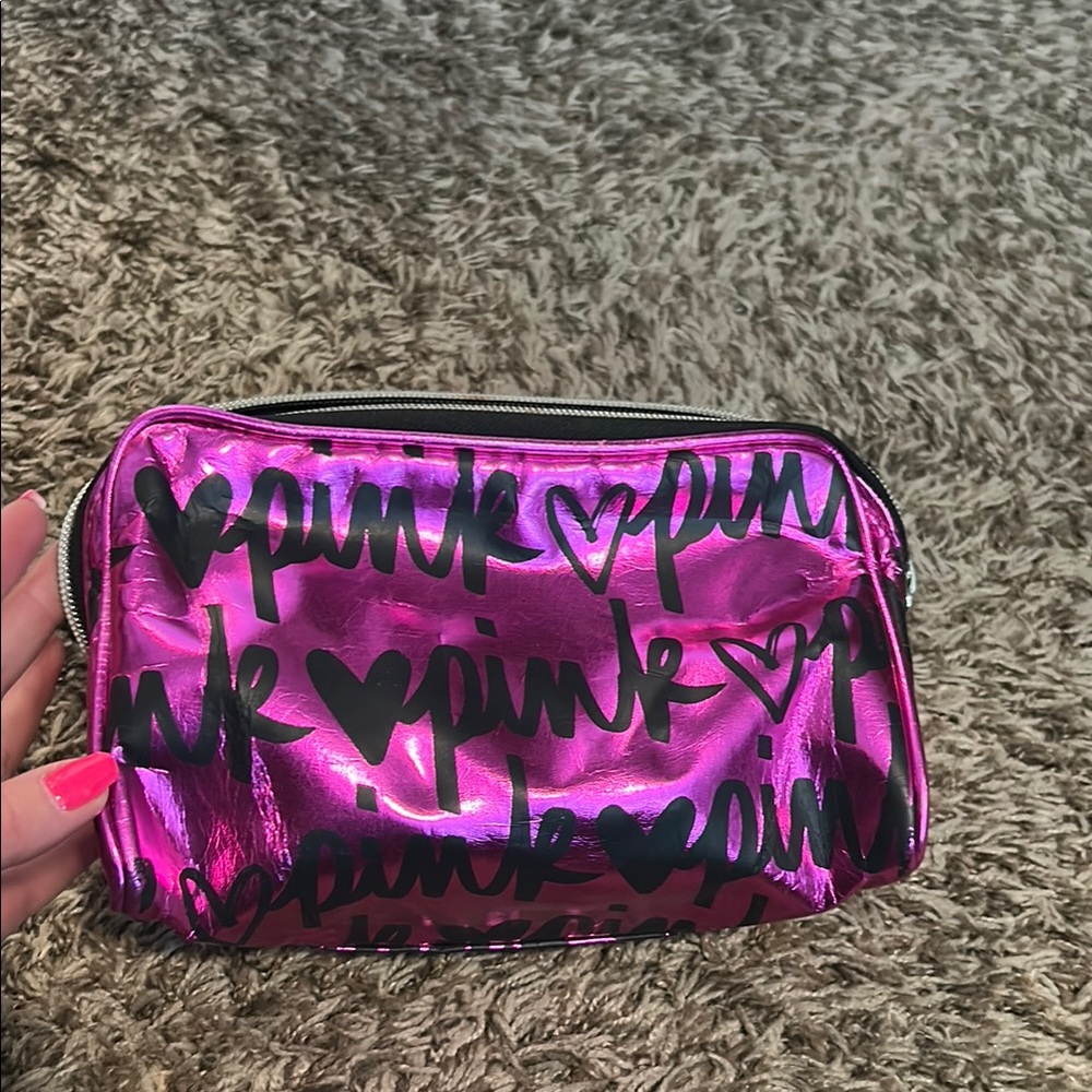 PINK Victoria's Secret Pink and Black Cosmetic Bag
